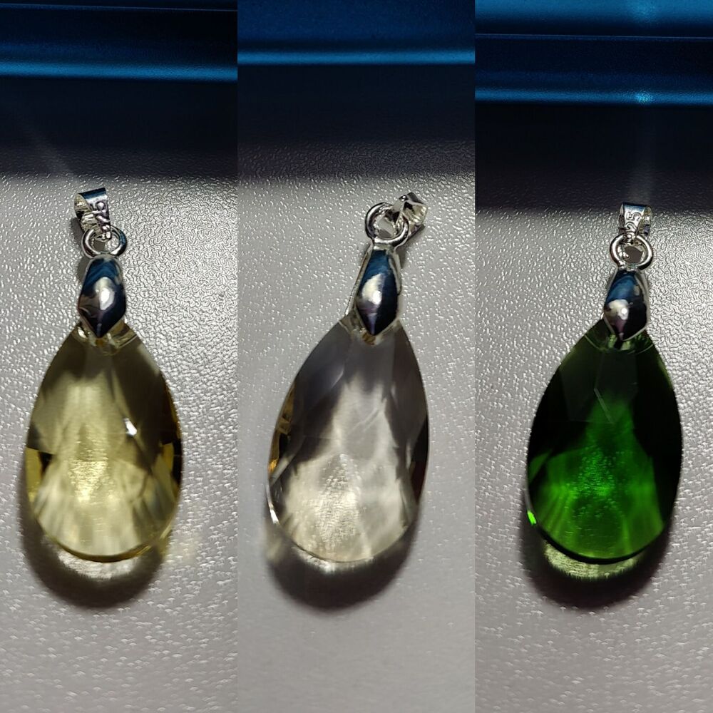 Sterling Silver Cut Glass Tear Drop Pend